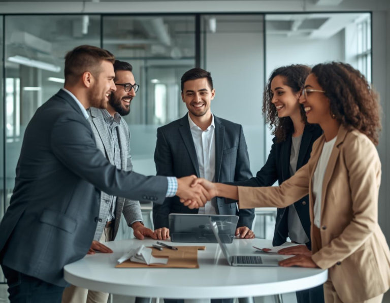 Consultor de Castellana de Consultoría explicando resultados de evaluación psicosocial con confianza y anonimato.